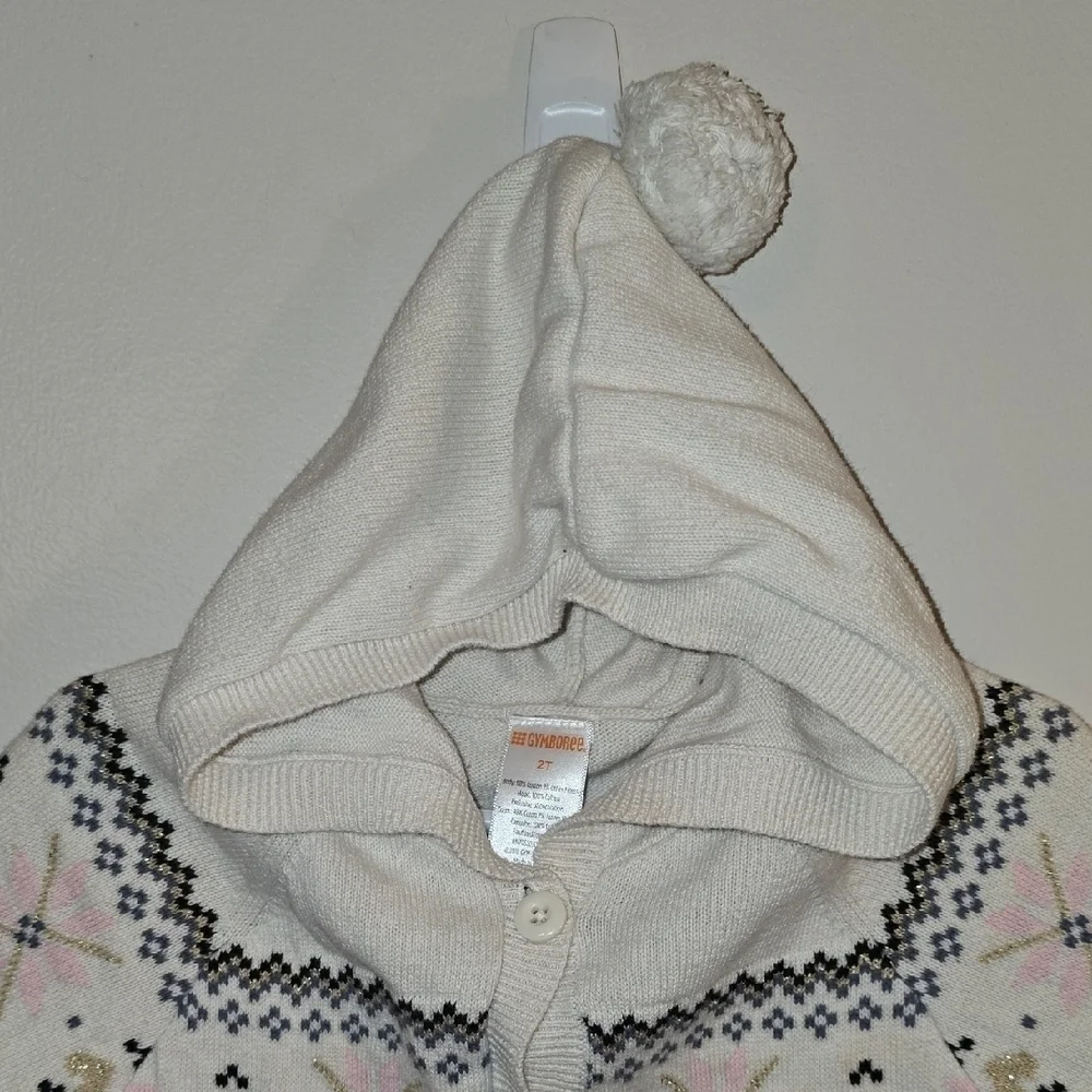 Gymboree Cream and Gray Hooded Cape Poncho Sweater Jacket LOT R1